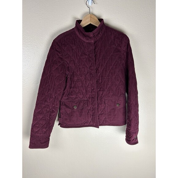 Eddie Bauer S Quilted Corduroy Jacket Barn Chore Hunting Purple Full Zip - Picture 1 of 3